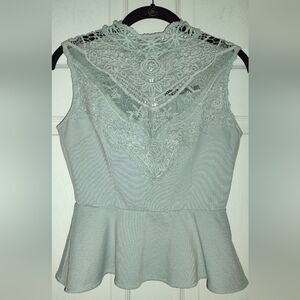 Gorgeous lace, light blue shirt, Sz S